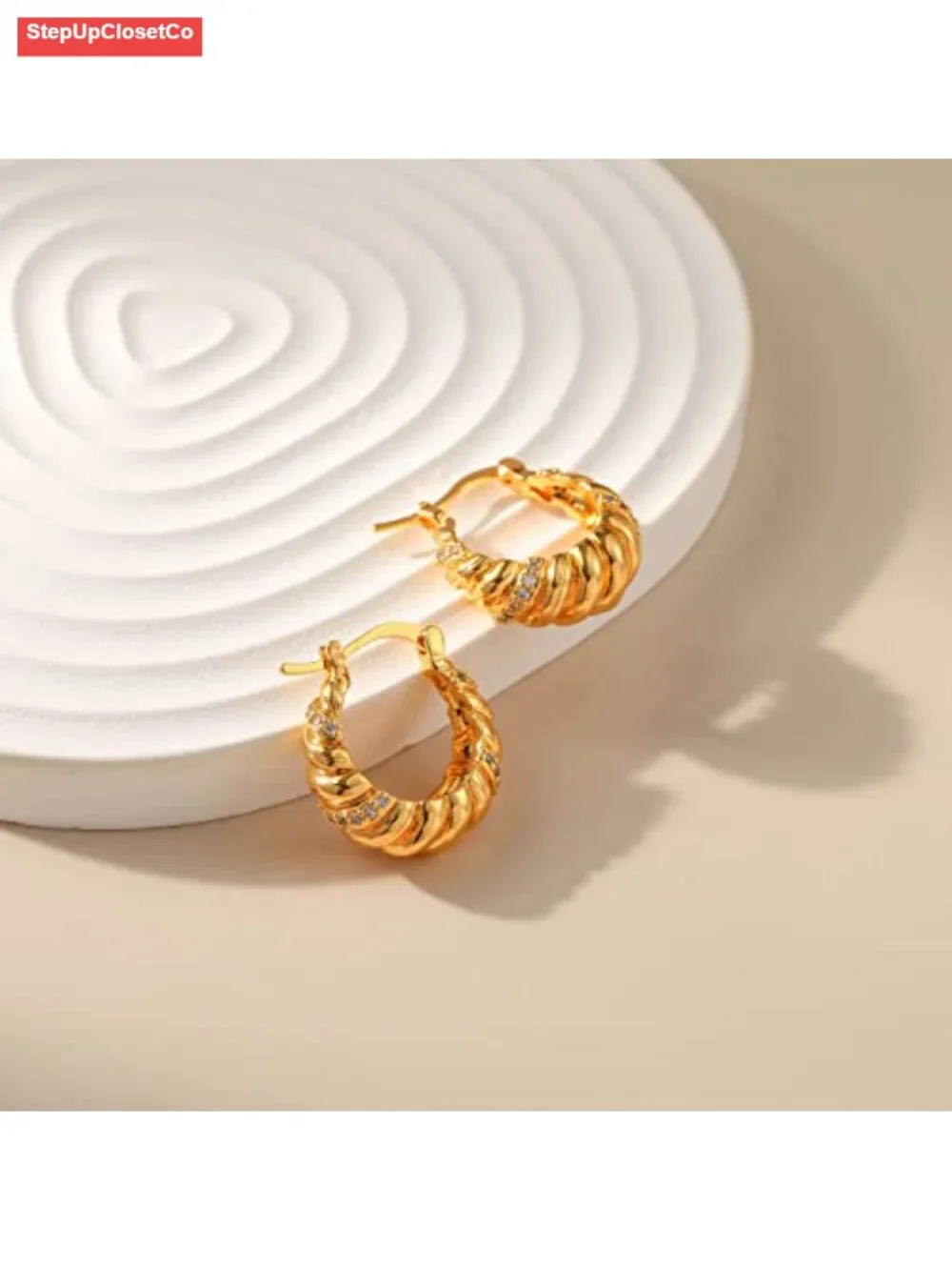 Chunky Gold Hoop Earrings - 18K Plated, Lightweight Hypoallergenic Earrings